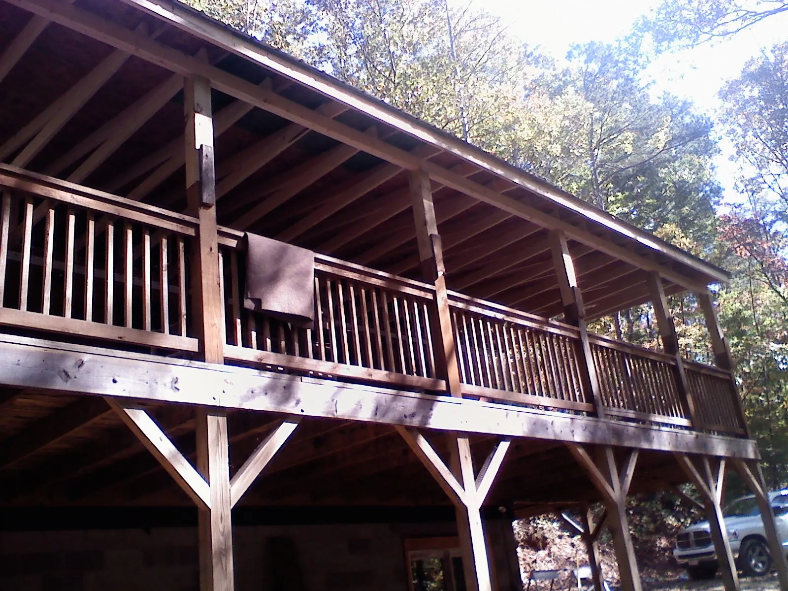 Timber framing under a new elevated porch and deck — Roof Leak Repair in Lyman by Roofing Brothers